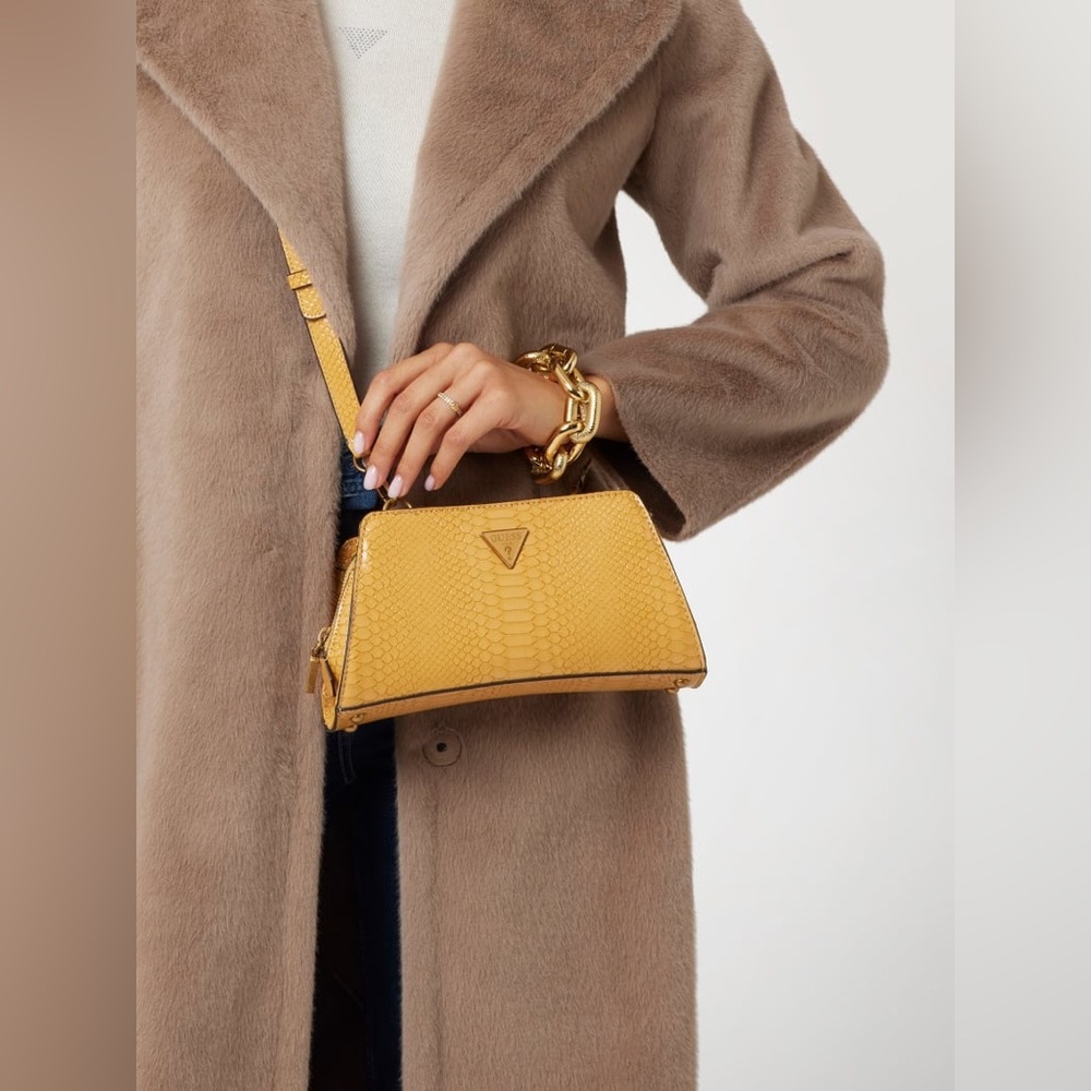 Guess Yellow Textured Crossbody Bag